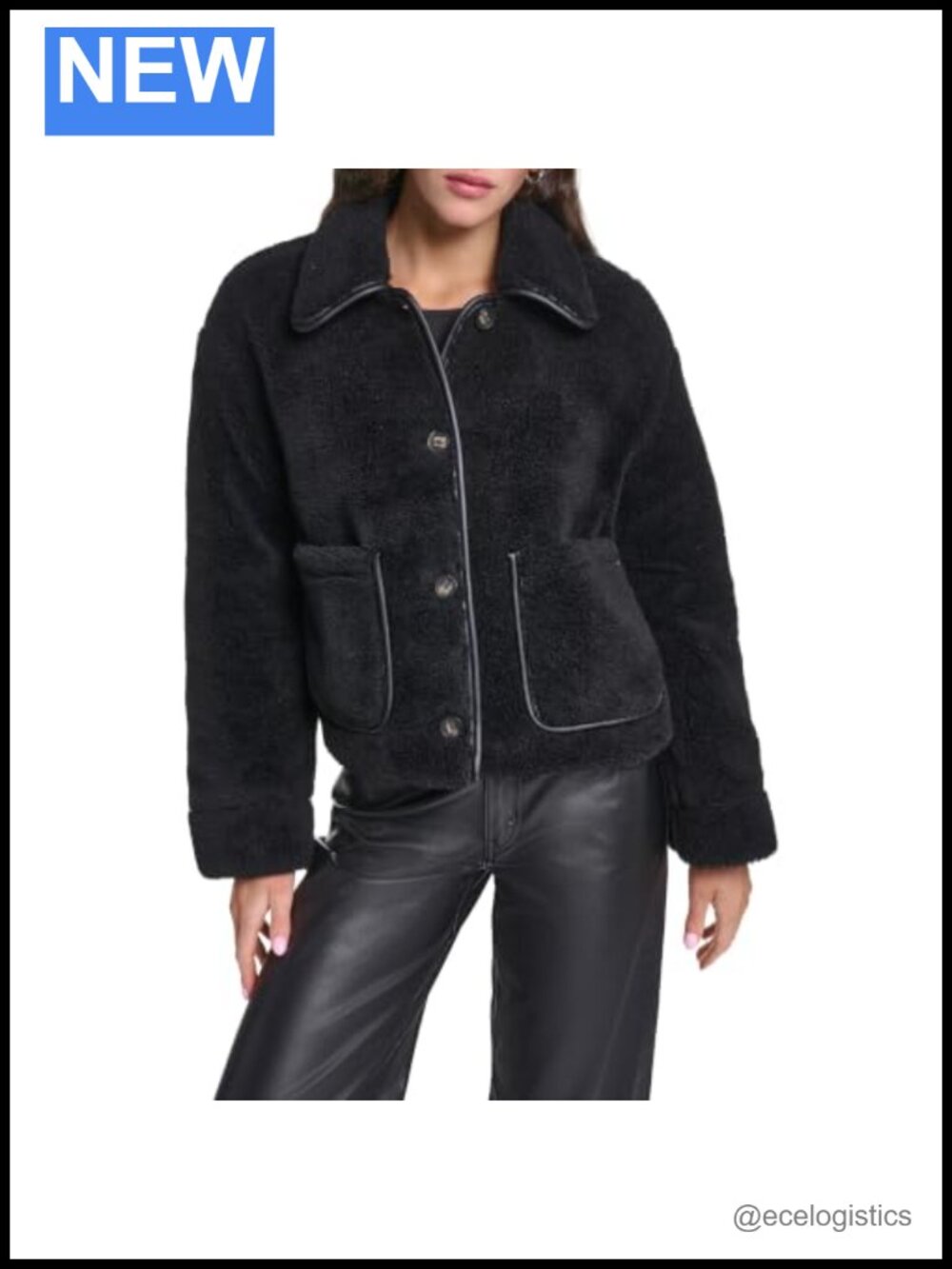 Levi's Wool Blend Sherpa Teddy Jacket Faux Fur Cropped Button Front